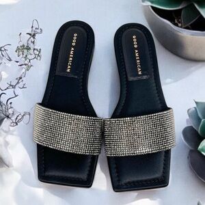 NEW! Good American Black Crystal Crush Standout Slide-9